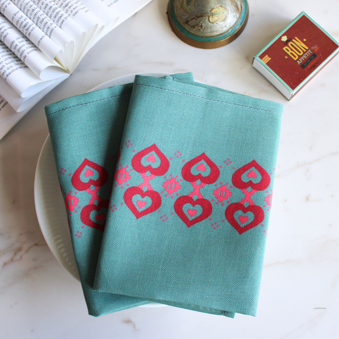 2 stk. Hjerteservietter