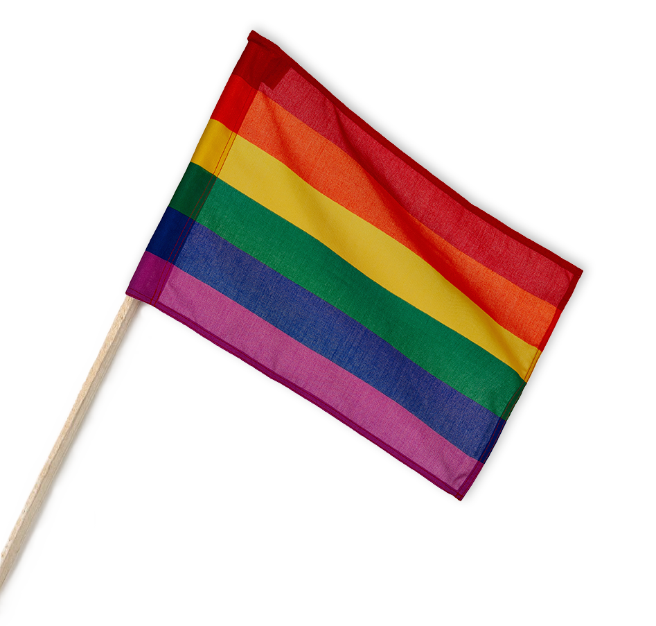 Regnbueflagg på pinne