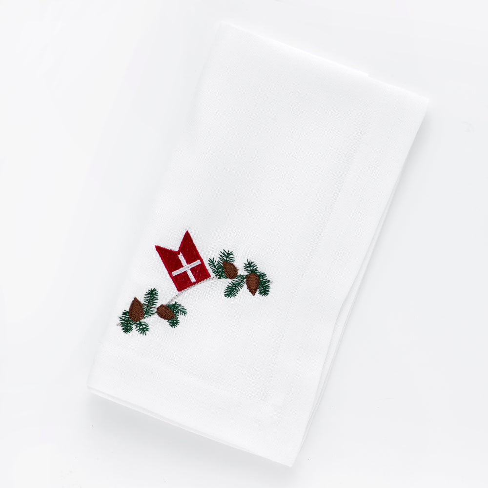 Juleserviett med dansk flagg