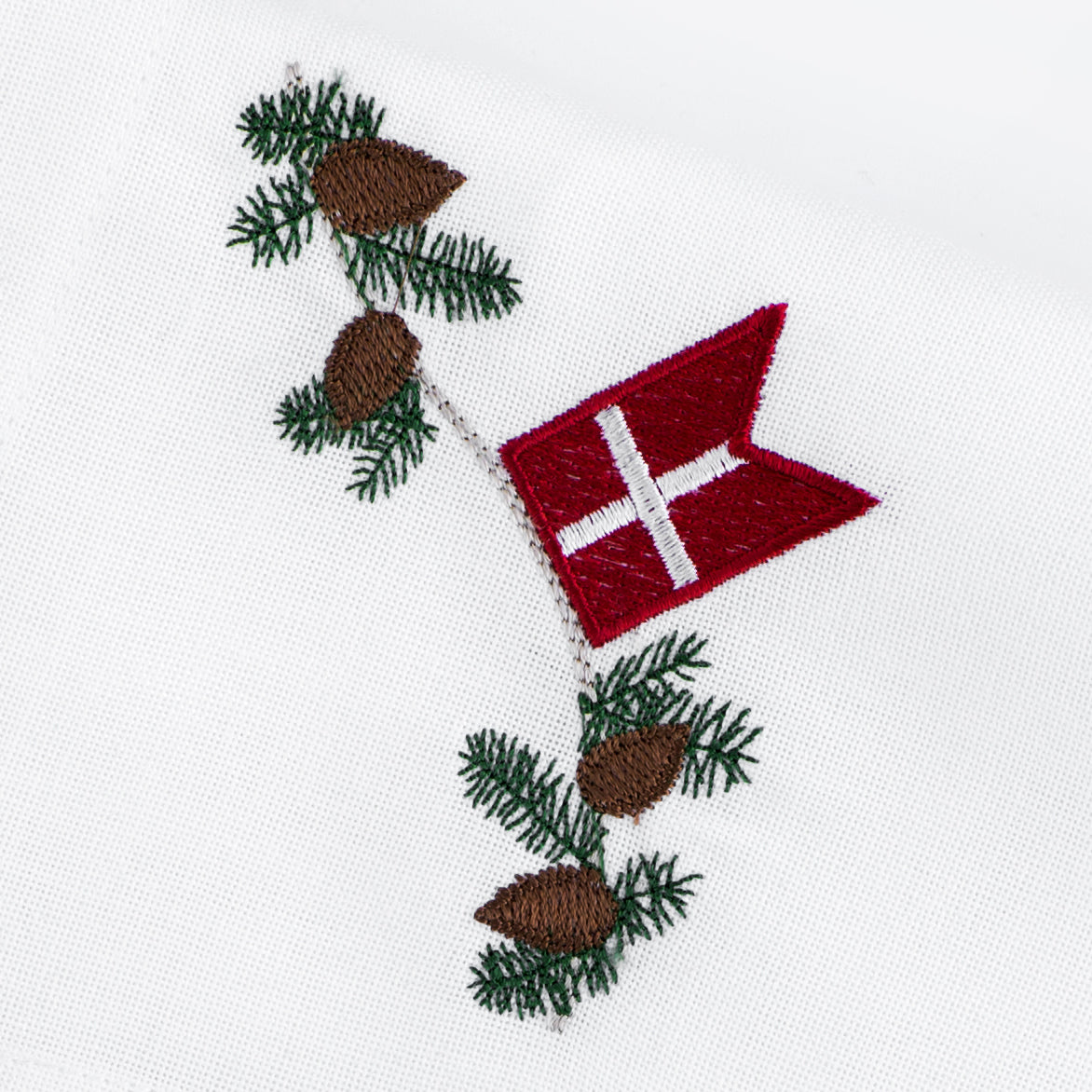 Juleserviett med dansk flagg