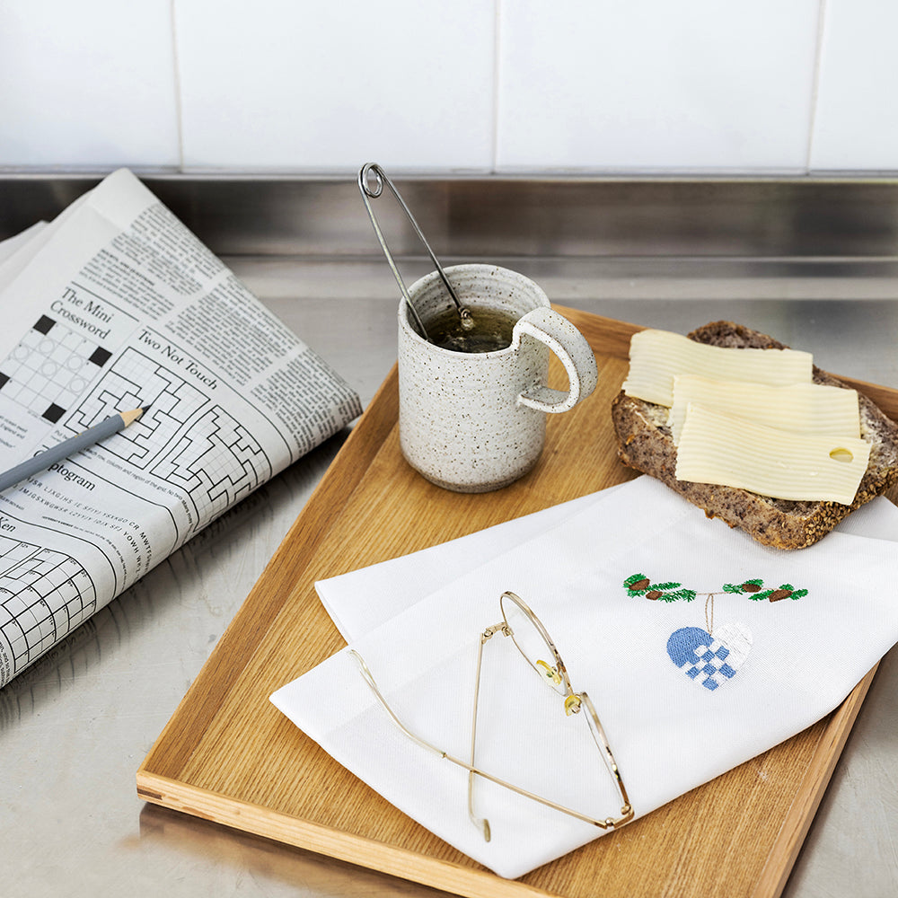 Juleserviett med blått julehjerte