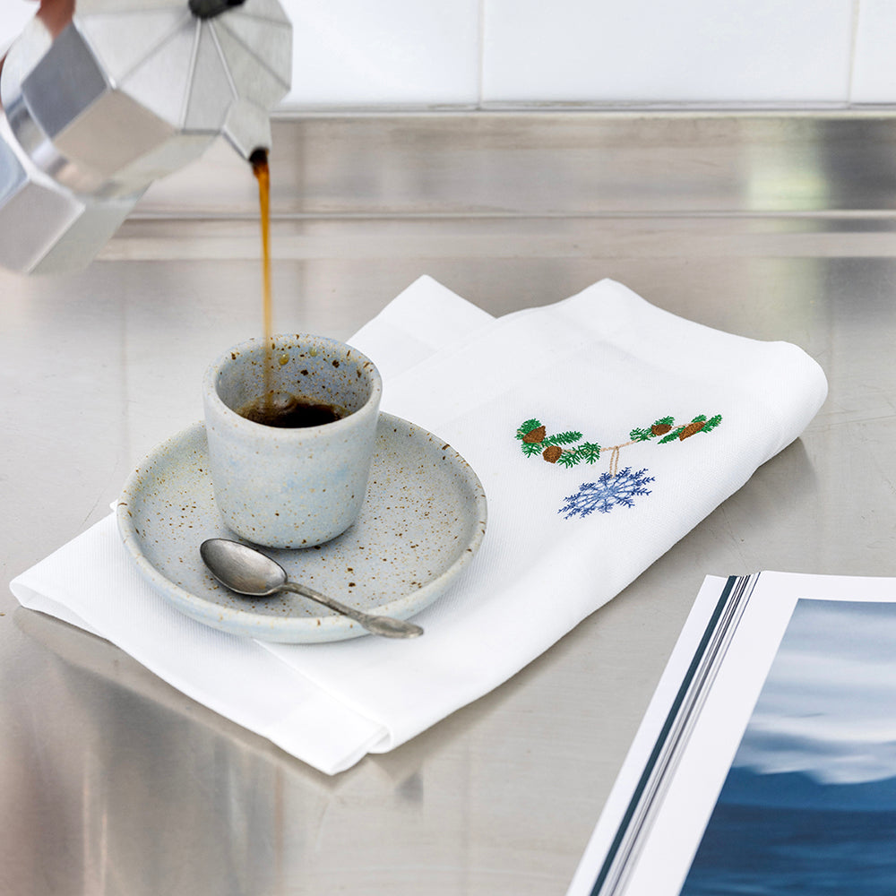 Juleserviett med blå iskrystall