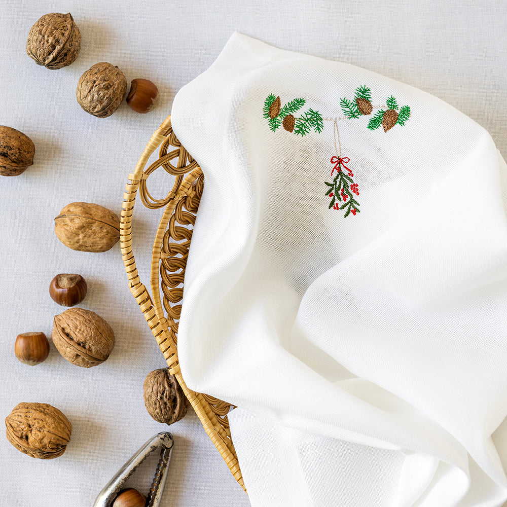 Juleserviett med misteltein