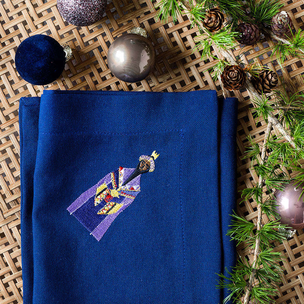 Midtnattblå serviett med Kaspar - Stjernestøv