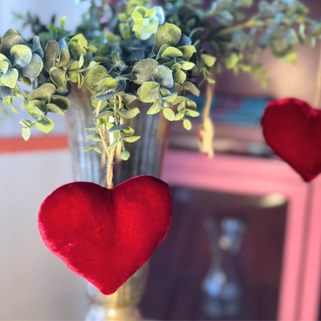 Silkevelurhjerte, rødt