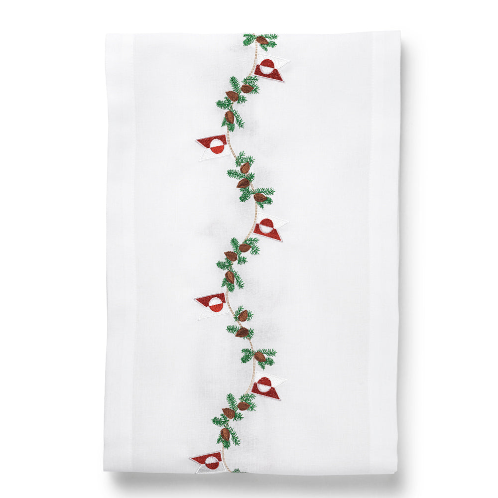 Julebordløper med grønlandsk flagg og gran