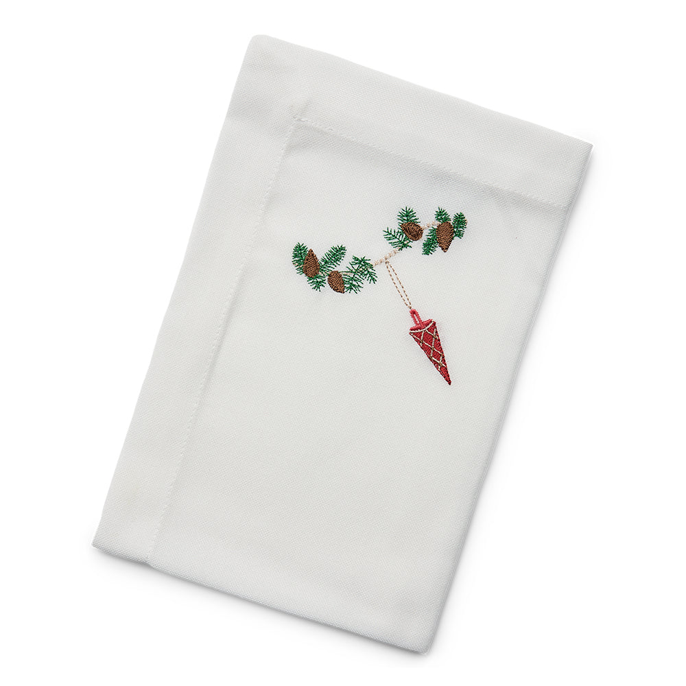 Juleserviett med rødt kremmerhus