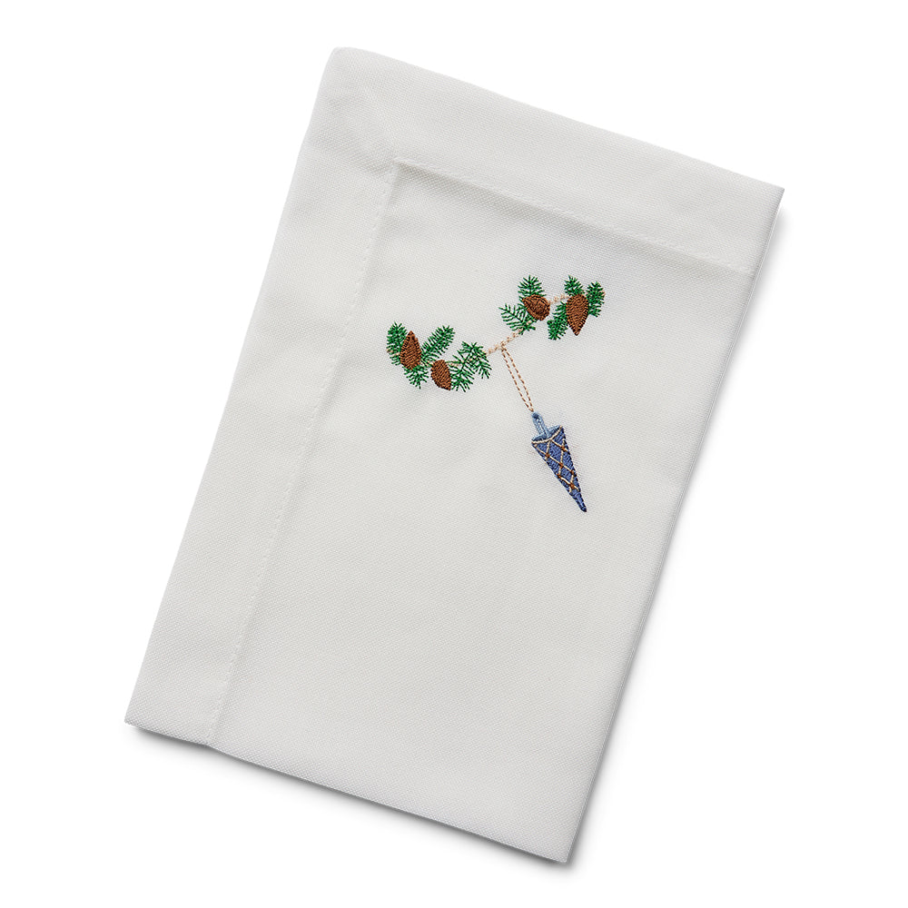 Juleserviett med blått kremmerhus