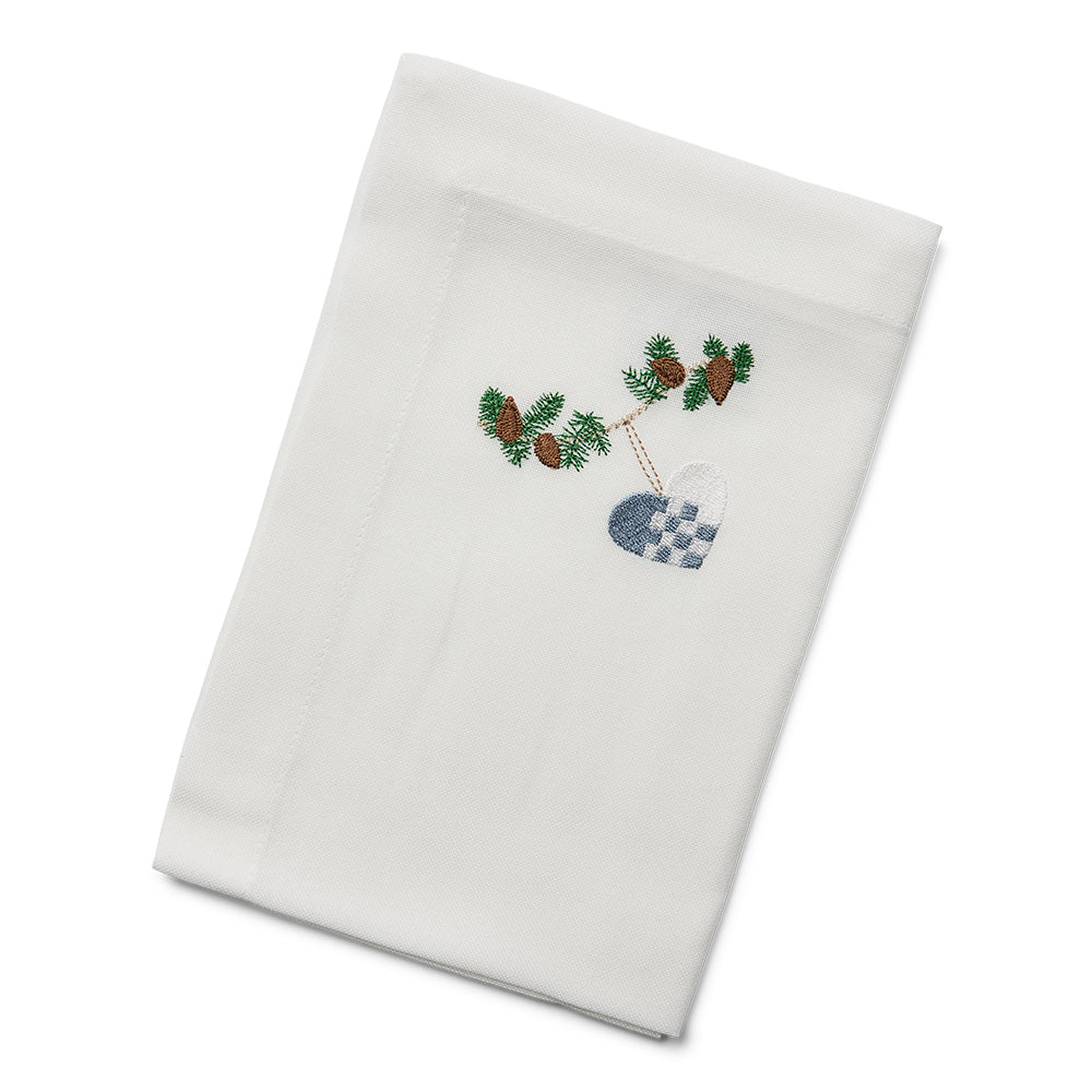 Juleserviett med blått julehjerte