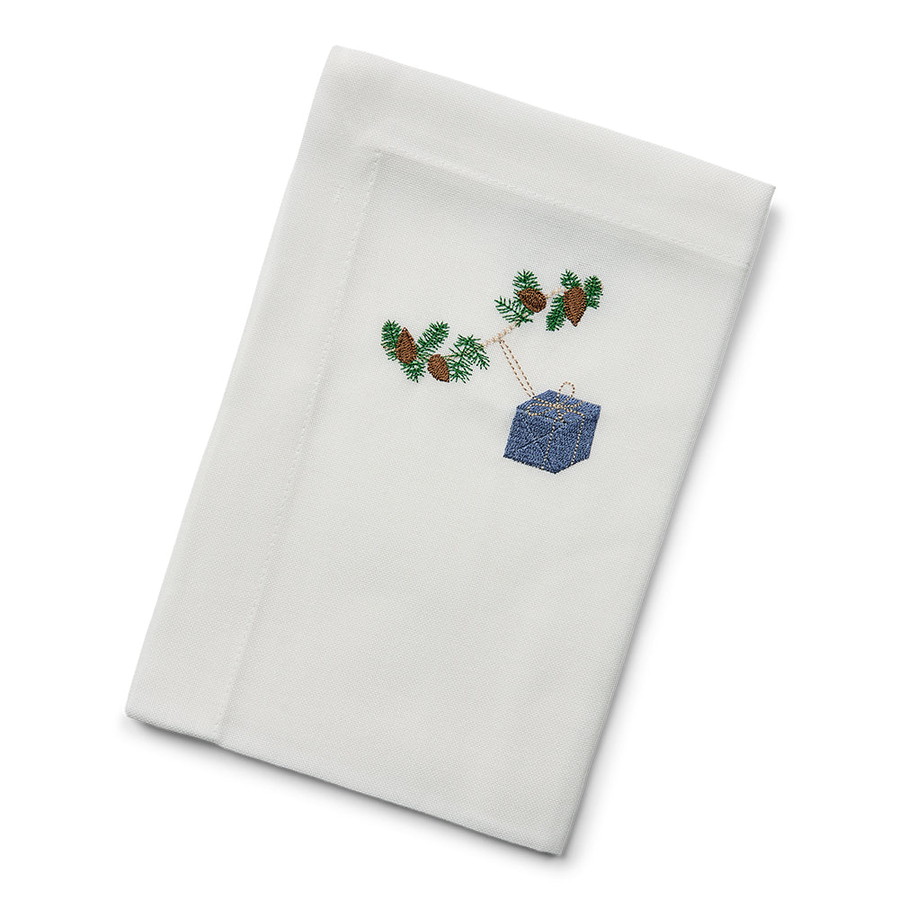 Juleserviett med blå gave
