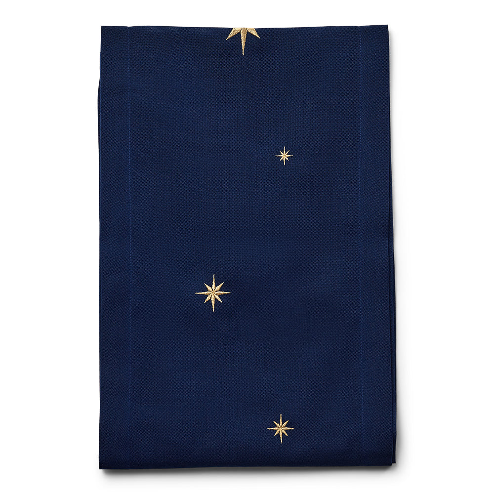 Midnatt blå bordløper med gullstjerner