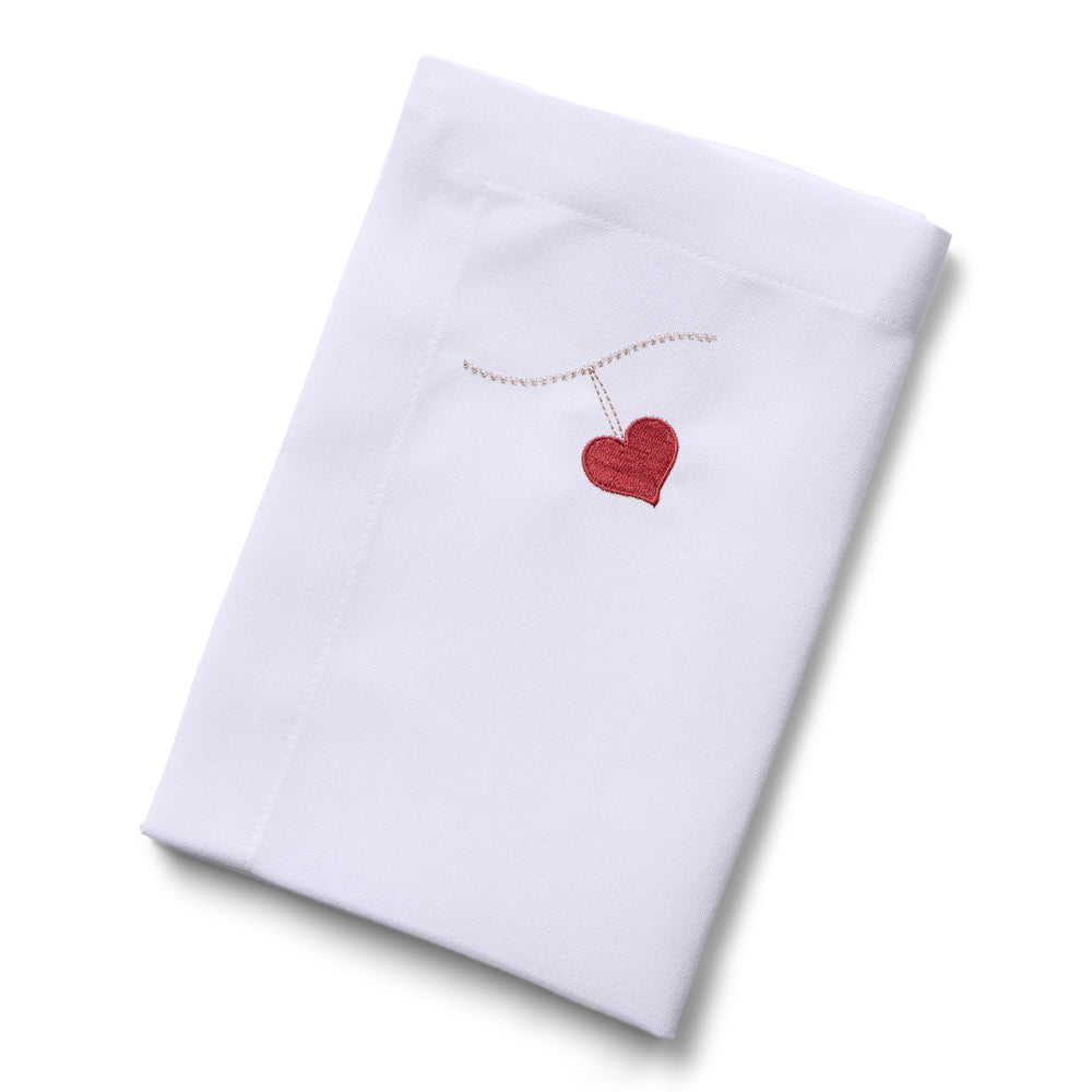 2 stk. broderte hjerteservietter