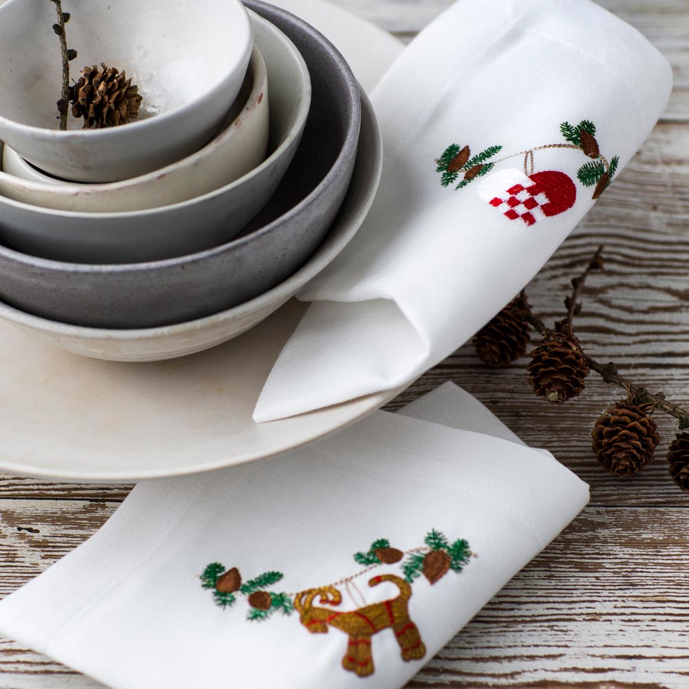 6 stk. juleservietter i stoff