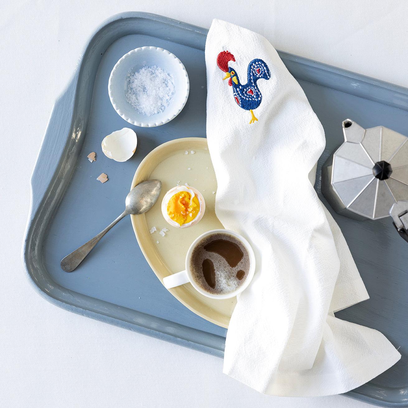 Serviett med brodert hane