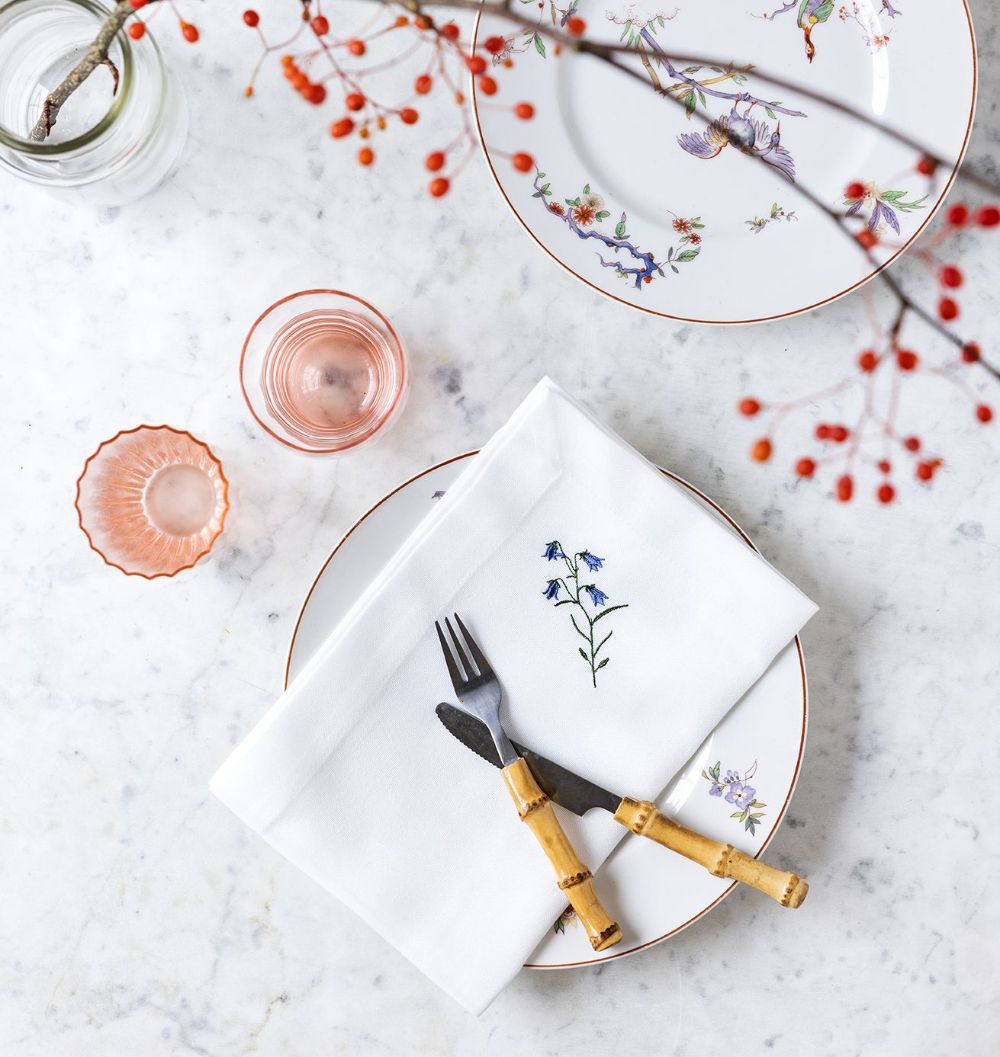 Flora serviett med Klokkeblomst