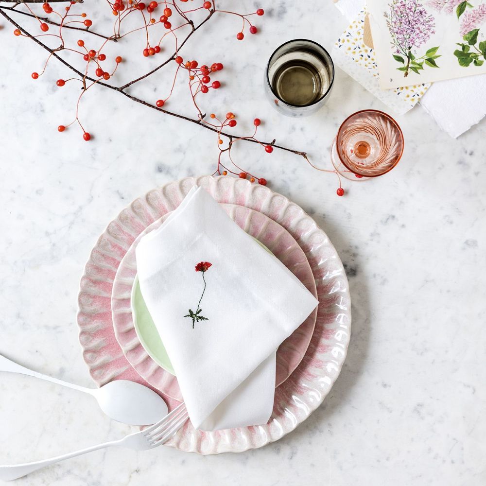 Flora serviett med valmue