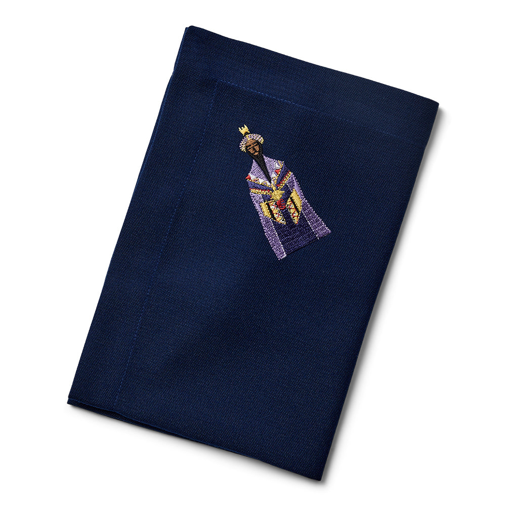 Midtnattblå serviett med Kaspar - Stjernestøv