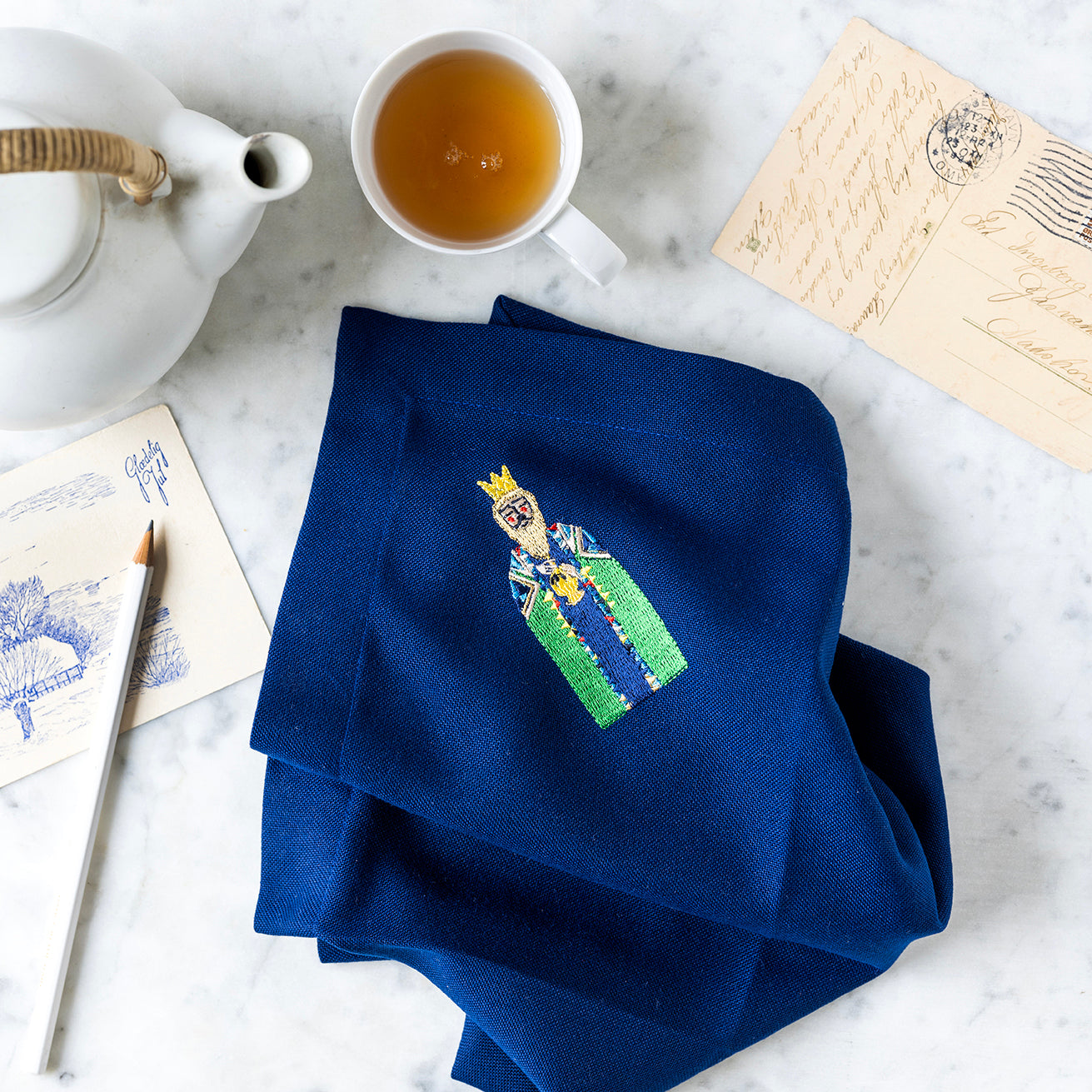 Midtnattblå serviett med Baltasar - Stjernestøv