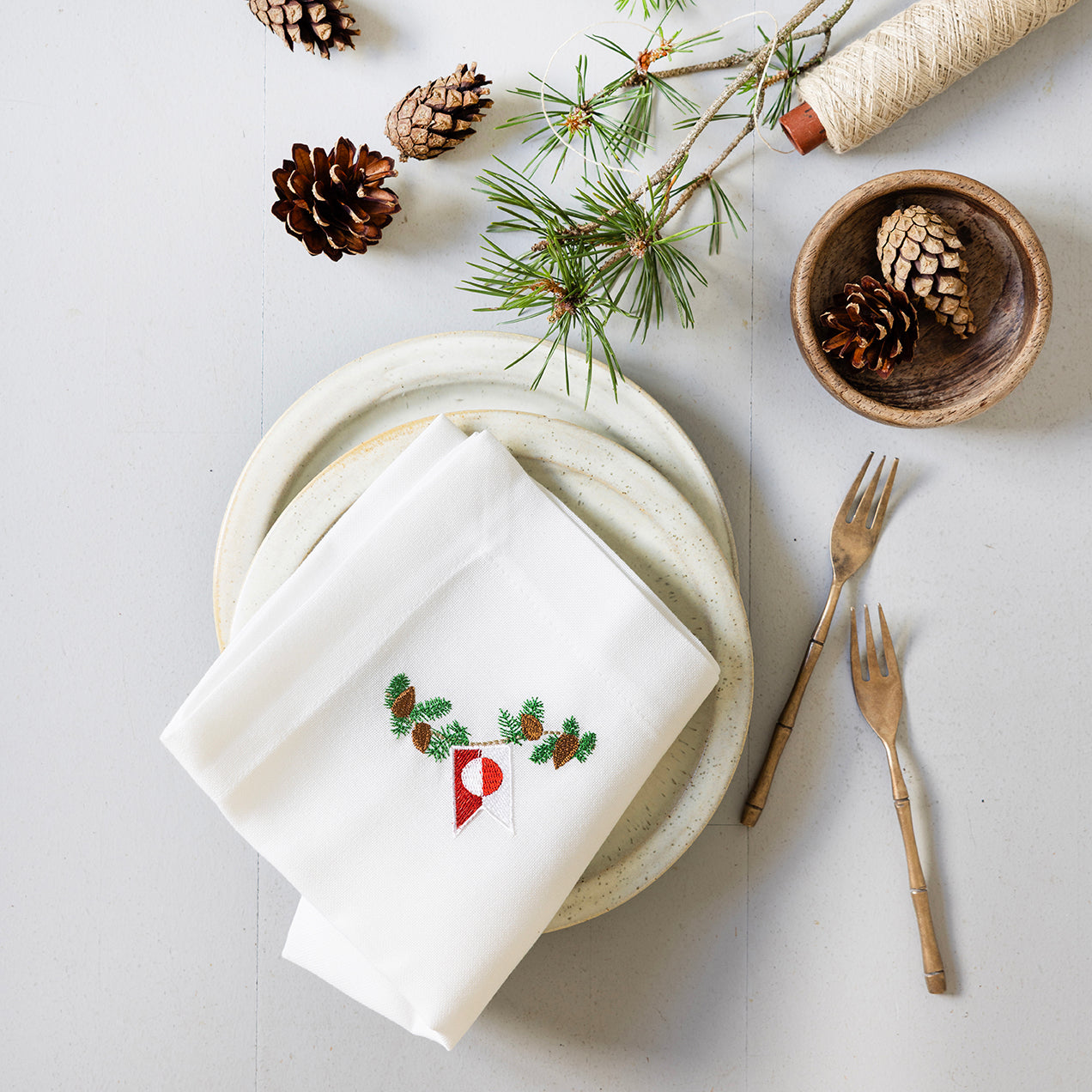 Juleserviett med grønlandsk flagg