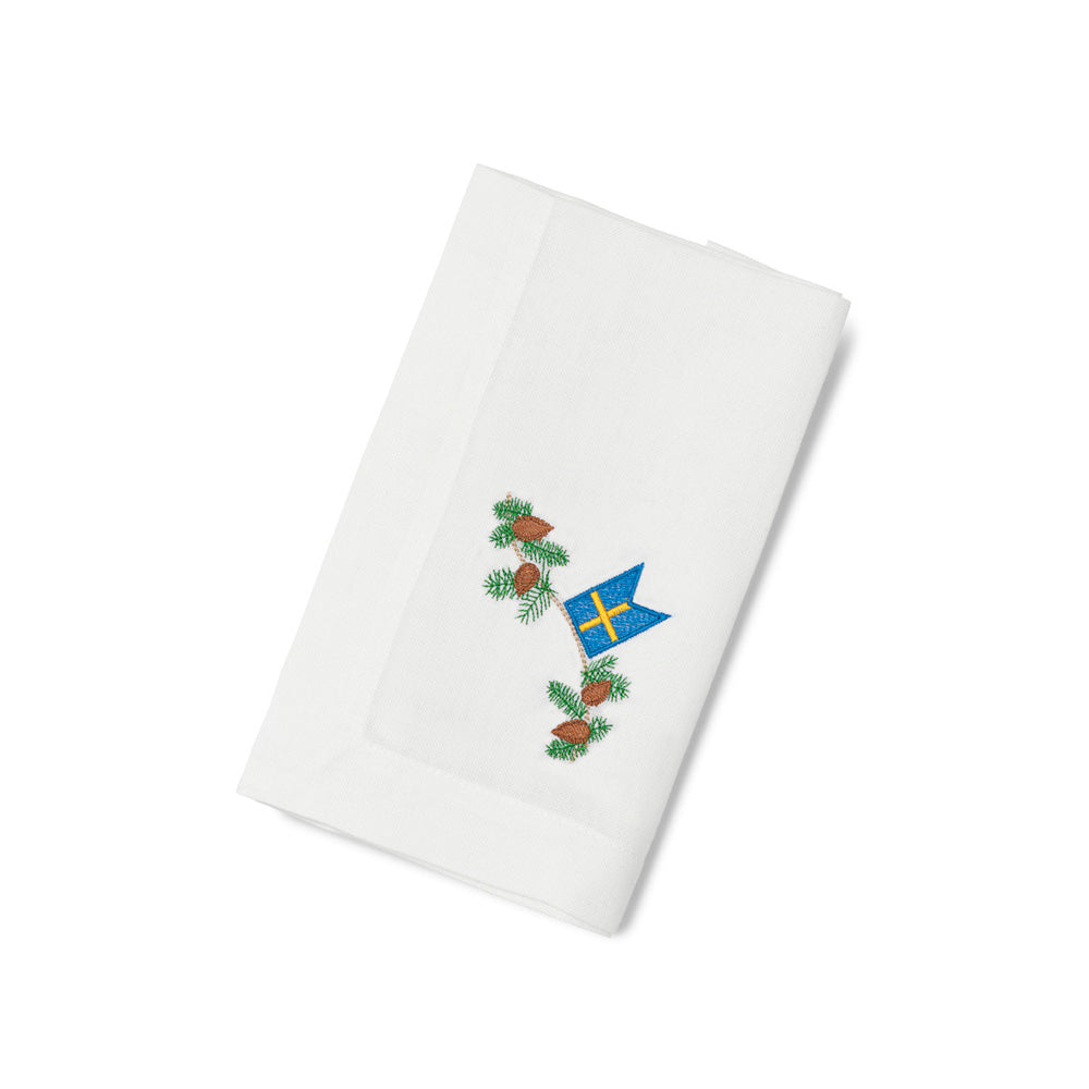 Juleserviet med svensk flag